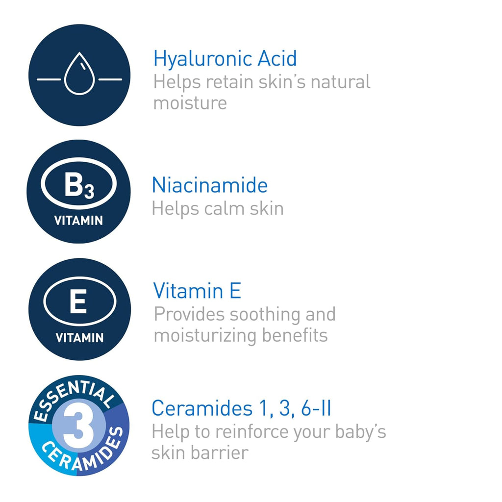 CeraVe Baby Lotion. Baby Skin Moisturizer with Vitamin E & Niacinamide. 8oz | Gently Hydrates Delicate Skin with A Non-Greasy Feel. Free Of Fragrance. Dyes. Paraben & Phthalates