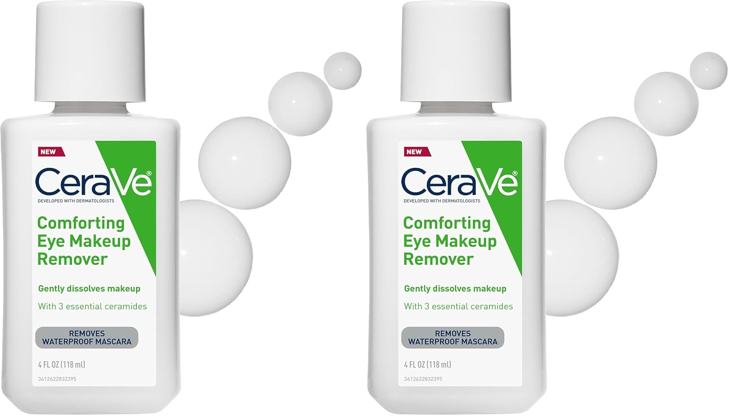 CeraVe Eye Makeup Remover with Hyaluronic Acid and Ceramides.Waterproof.Non-Comedogenic.Fragrance Free.Non-Greasy & Ophthalmologist Tested.4 Ounces.(Pack of 2)