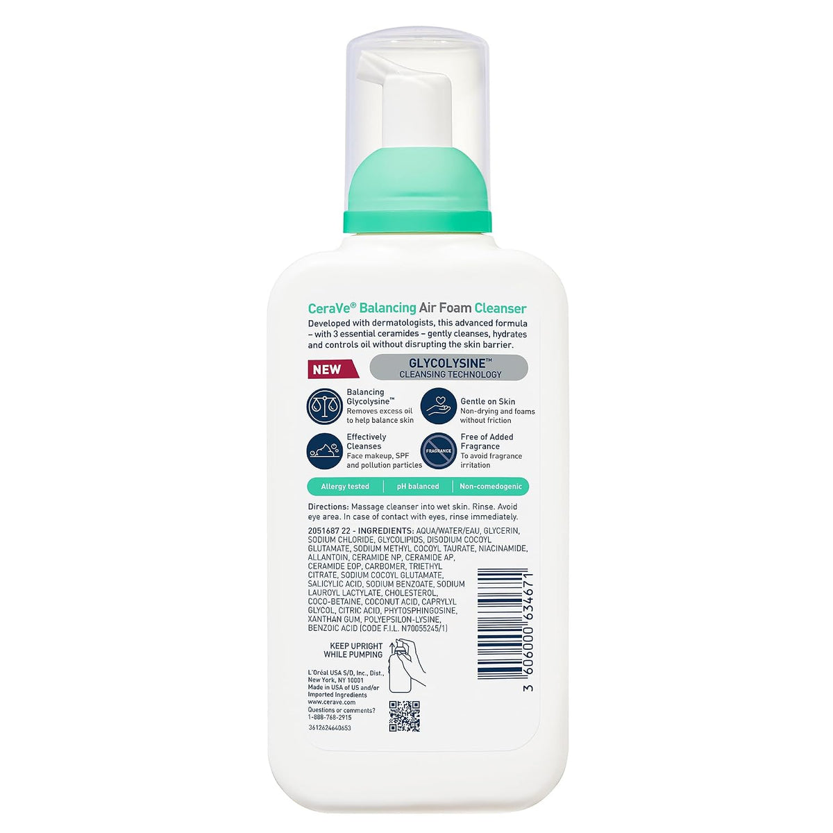 CeraVe Air Foam Face Wash. Hydrating Facial Cleanser. Combination Skin. 8oz | Foaming Facial Cleanser That Balances Combination Skin. Delivering 8-Hour Oil Control and 24-Hour Hydration